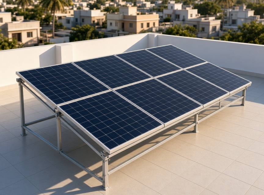 Rooftop solar installation on a Chennai home by ZeroEB